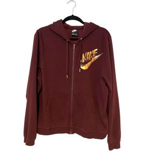 Nike Hoodie Burgundy & Gold